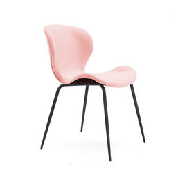 Grey Velvet Upholstered Dining Chairs Wave Shape Seat Anti Slip Mat