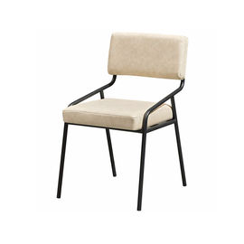 Nordic Industrial Upholstered Dining Chairs , White Leather Coffee Bar Chairs