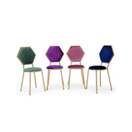 Colorful Upholstered Dining Chairs Hexagon Backrest For Dining Room