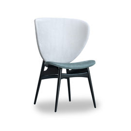 ALVARO White Upholstered Dining Chairs With Glossy Black Stained Beech Frame