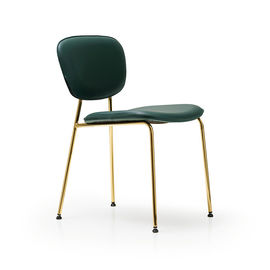 Green Elegant Leather Dining Chairs / Small Stackable Olga Dining Chair