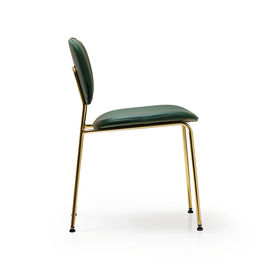 Green Elegant Leather Dining Chairs / Small Stackable Olga Dining Chair