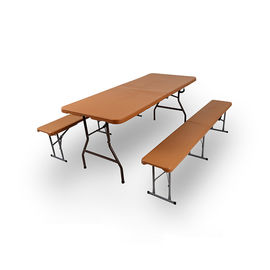 Brown Blow Molded Plastic Folding Bench Seat 6 Foot Match The Table