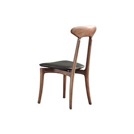High End Solid Wood Dining Chairs , Black Leather Upholstered Chair