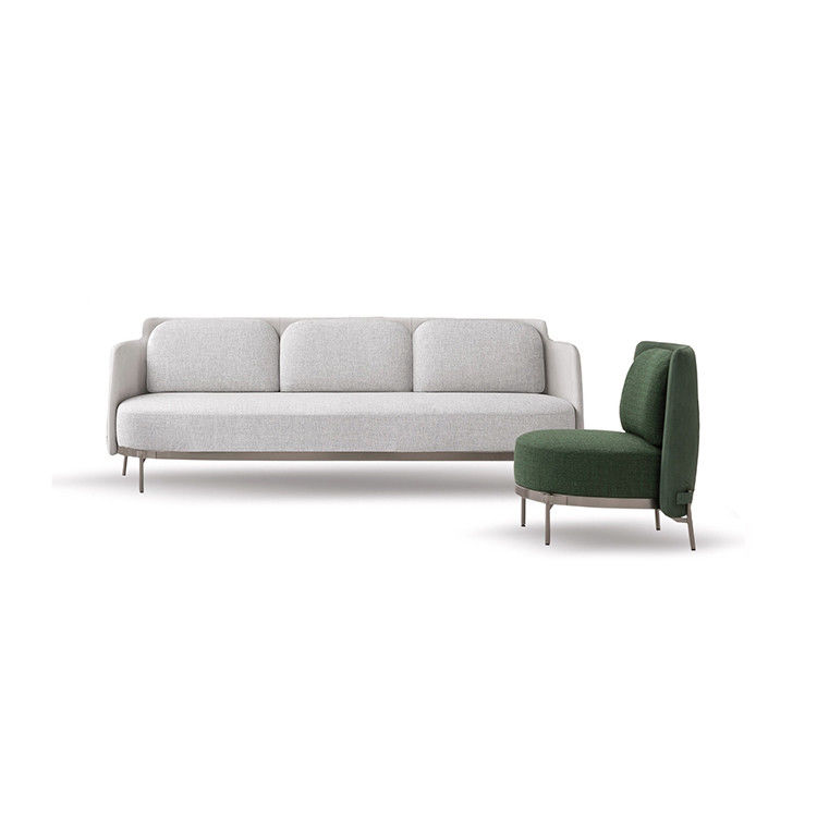 White Modern Sofa Set Curved Wooden Tape In Residential Contexts