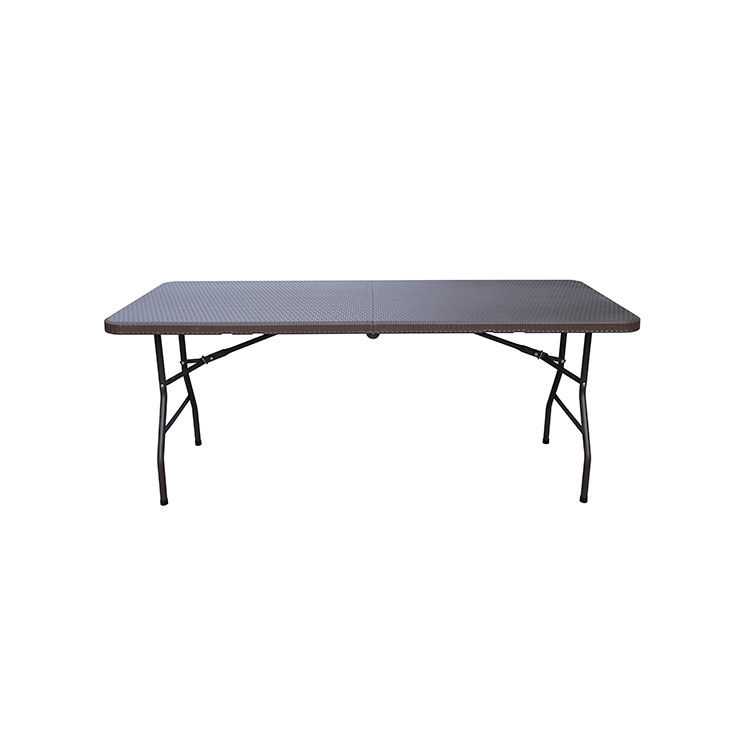 Durable Plastic Rectangular Folding Table , PE Rattan Foldable Dining Table