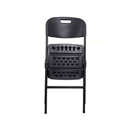 Wooden Grain Black Plastic Folding Chairs / HDPE Outdoor Plastic Folding Seat