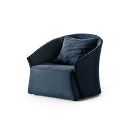 Blue Linen Upholstery Sofa Set , Elegant Lounge Chairs Italian Style