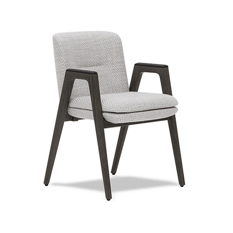 Lance Stackable Fabric Upholstered Dining Chairs With Arms Wood Base New Design